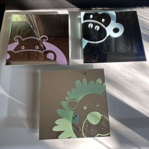 Nursery Jungle Wall Art Set Of 3 Nursery Mirrors Lion Hippo Monkey